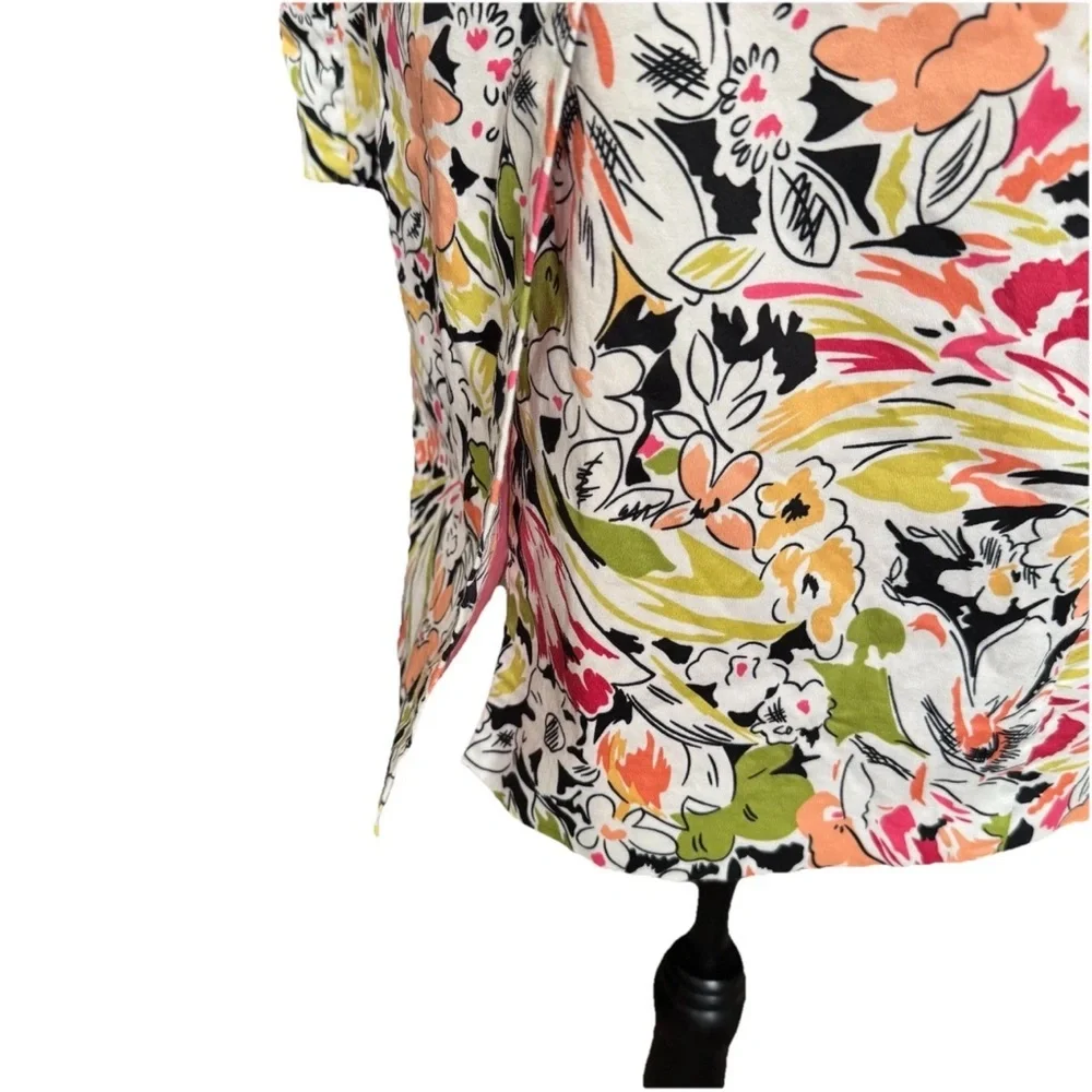Kenar Floral Trench Coat Spring Jacket Long Blazer Women 6 Cotton White Green - Picture 5 of 7